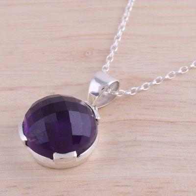 Alternate image for Amethyst and Sterling Silver Pendant Necklace from India Dazzling Purple