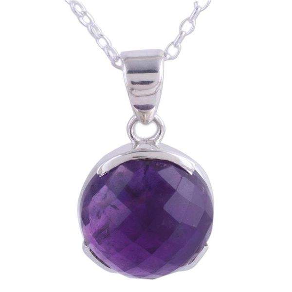 Alternate image for Amethyst and Sterling Silver Pendant Necklace from India Dazzling Purple