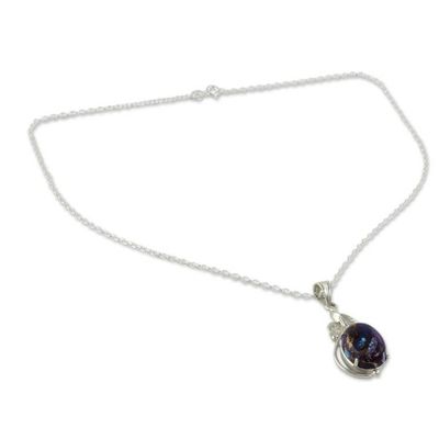 Alternate image for Sterling Silver Necklace with Comp Turquoise Leafy Pendant Mystic Treasure
