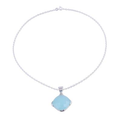 Alternate image for Chalcedony and Sterling Silver Pendant Necklace from India Soaring