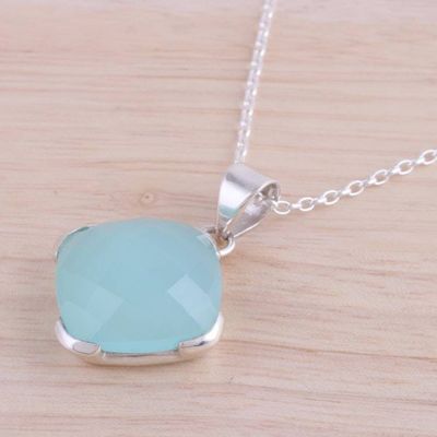 Alternate image for Chalcedony and Sterling Silver Pendant Necklace from India Soaring