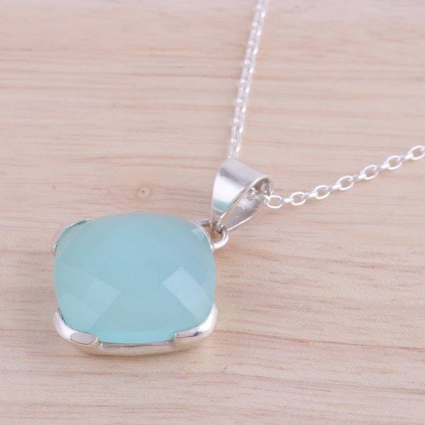 Alternate image for Chalcedony and Sterling Silver Pendant Necklace from India Soaring