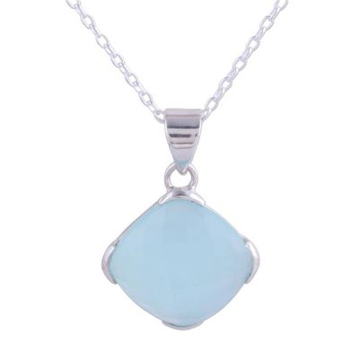 Alternate image for Chalcedony and Sterling Silver Pendant Necklace from India Soaring