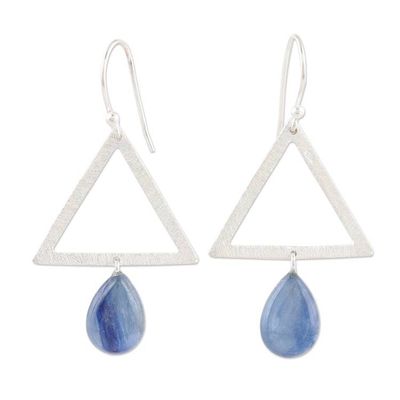 Alternate image for Kyanite and Sterling Silver Triangle Dangle Earrings Blue Triangle