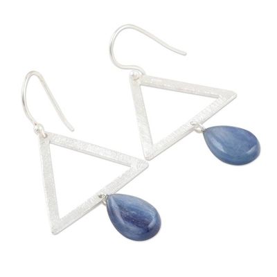 Alternate image for Kyanite and Sterling Silver Triangle Dangle Earrings Blue Triangle