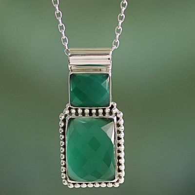 Primary image for Onyx Pendant Necklace with Sterling Silver from India Watery Depths