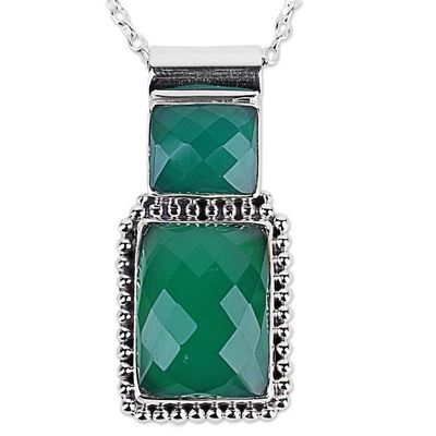 Alternate image for Onyx Pendant Necklace with Sterling Silver from India Watery Depths