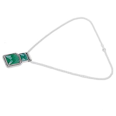 Alternate image for Onyx Pendant Necklace with Sterling Silver from India Watery Depths