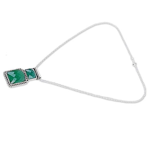 Alternate image for Onyx Pendant Necklace with Sterling Silver from India Watery Depths