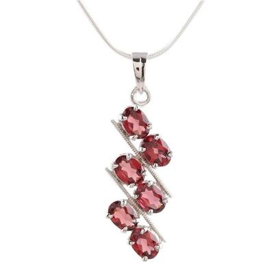 Alternate image for Garnet Pendant Necklace Handmade in Sterling Silver India Sky Fire