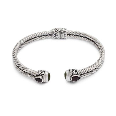 Alternate image for Indonesian Sterling Silver Cuff with Four Gemstones Sukawati Glamour