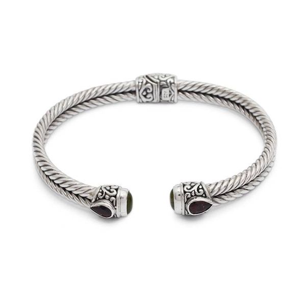 Alternate image for Indonesian Sterling Silver Cuff with Four Gemstones Sukawati Glamour