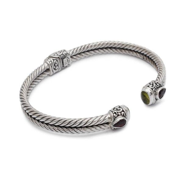 Alternate image for Indonesian Sterling Silver Cuff with Four Gemstones Sukawati Glamour