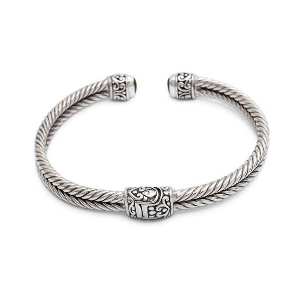 Alternate image for Indonesian Sterling Silver Cuff with Four Gemstones Sukawati Glamour