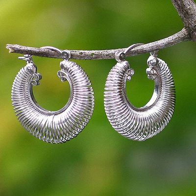 Alternate image for Sterling silver hoop earrings Dynamic