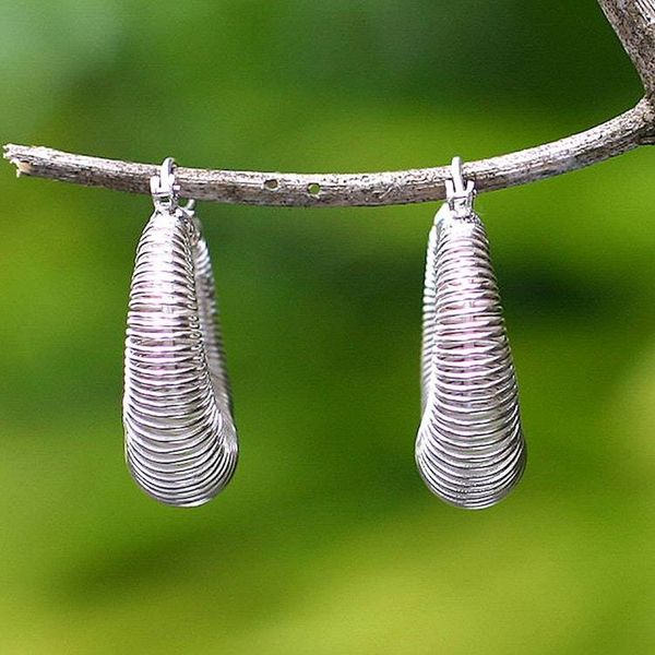 Alternate image for Sterling silver hoop earrings Dynamic