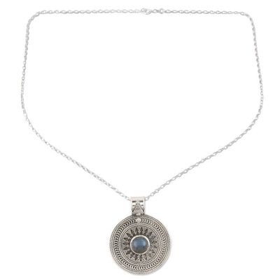 Alternate image for Sterling Silver Medallion Pendant with Labradorite Cabochon Lunar Love