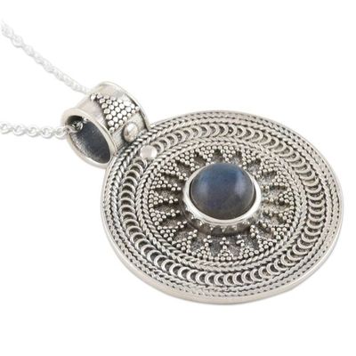 Alternate image for Sterling Silver Medallion Pendant with Labradorite Cabochon Lunar Love