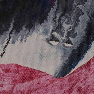 Alternate image for Signed Abstract Black and Red Acrylic Painting from India Red Algae