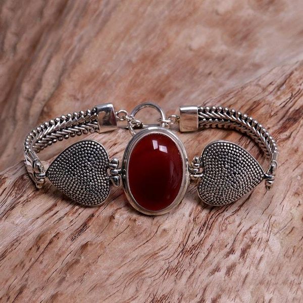 Alternate image for Carnelian Heart Shaped Sterling Silver Bracelet True Love