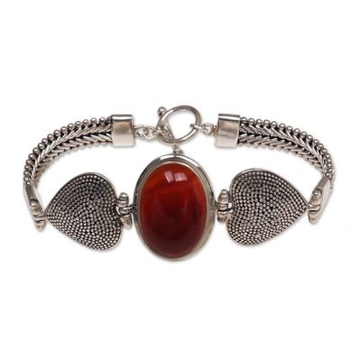 Alternate image for Carnelian Heart Shaped Sterling Silver Bracelet True Love