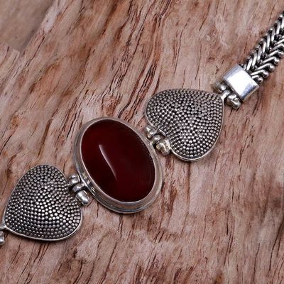 Alternate image for Carnelian Heart Shaped Sterling Silver Bracelet True Love