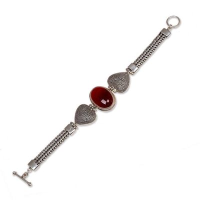 Alternate image for Carnelian Heart Shaped Sterling Silver Bracelet True Love