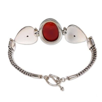 Alternate image for Carnelian Heart Shaped Sterling Silver Bracelet True Love