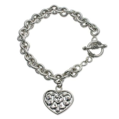 Alternate image for Heart Shaped Sterling Silver Charm Bracelet Heart Song
