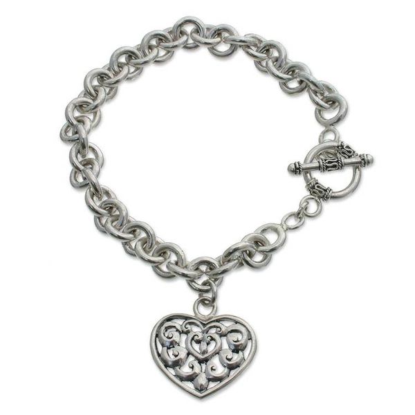 Alternate image for Heart Shaped Sterling Silver Charm Bracelet Heart Song
