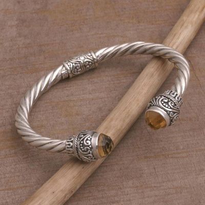 Alternate image for Faceted Citrine and Sterling Silver Cuff Bracelet form Bali Capture the Light