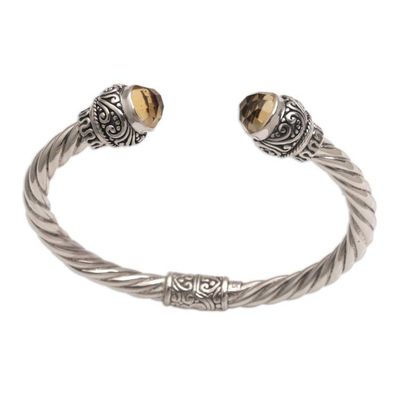Alternate image for Faceted Citrine and Sterling Silver Cuff Bracelet form Bali Capture the Light
