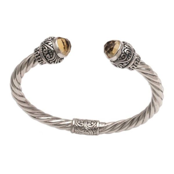 Alternate image for Faceted Citrine and Sterling Silver Cuff Bracelet form Bali Capture the Light