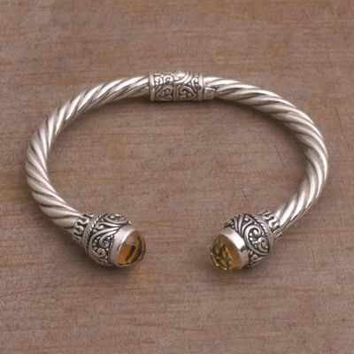 Alternate image for Faceted Citrine and Sterling Silver Cuff Bracelet form Bali Capture the Light