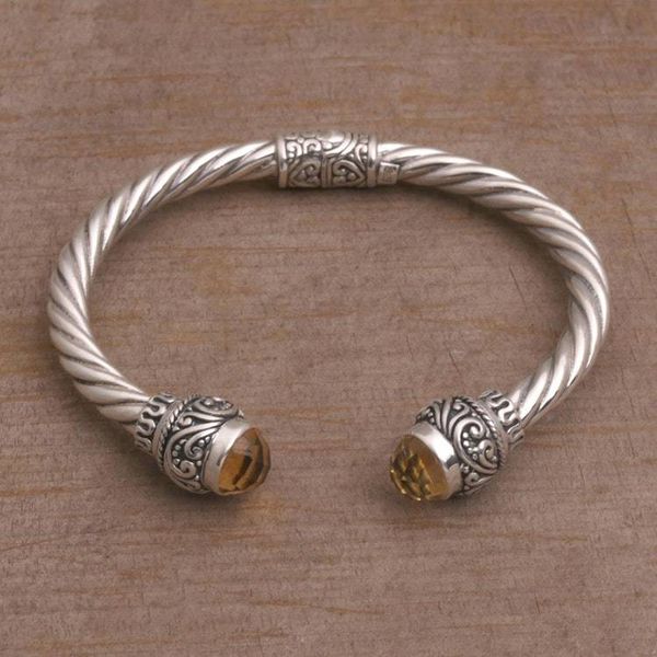 Alternate image for Faceted Citrine and Sterling Silver Cuff Bracelet form Bali Capture the Light