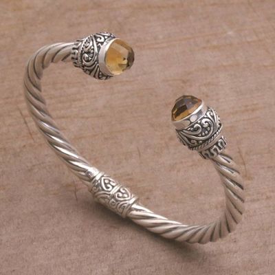 Alternate image for Faceted Citrine and Sterling Silver Cuff Bracelet form Bali Capture the Light