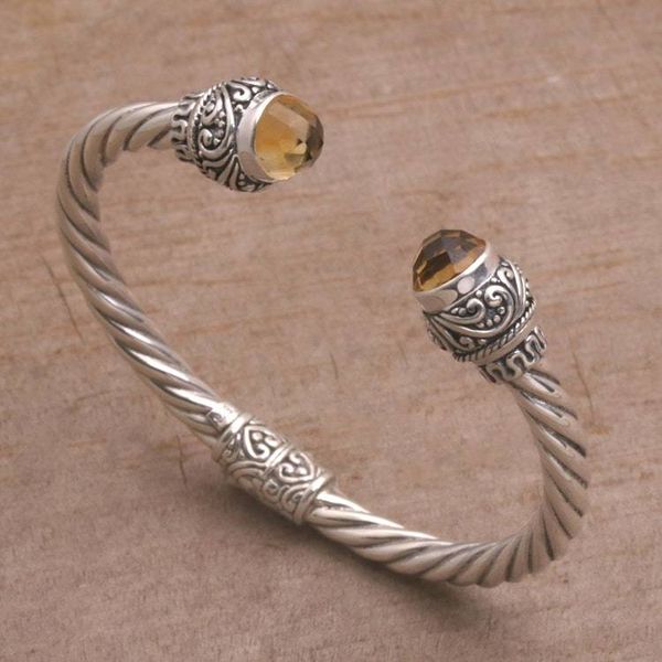 Alternate image for Faceted Citrine and Sterling Silver Cuff Bracelet form Bali Capture the Light
