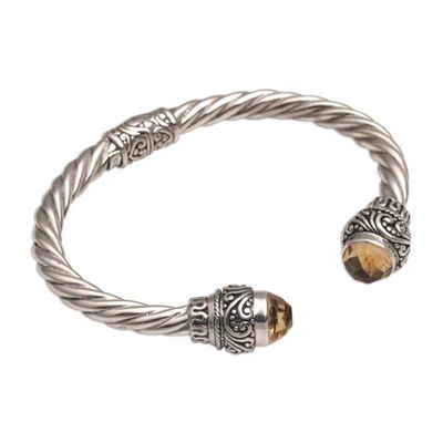 Alternate image for Faceted Citrine and Sterling Silver Cuff Bracelet form Bali Capture the Light