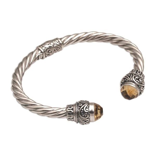 Alternate image for Faceted Citrine and Sterling Silver Cuff Bracelet form Bali Capture the Light