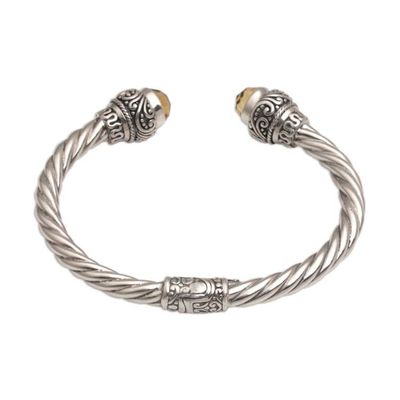 Alternate image for Faceted Citrine and Sterling Silver Cuff Bracelet form Bali Capture the Light