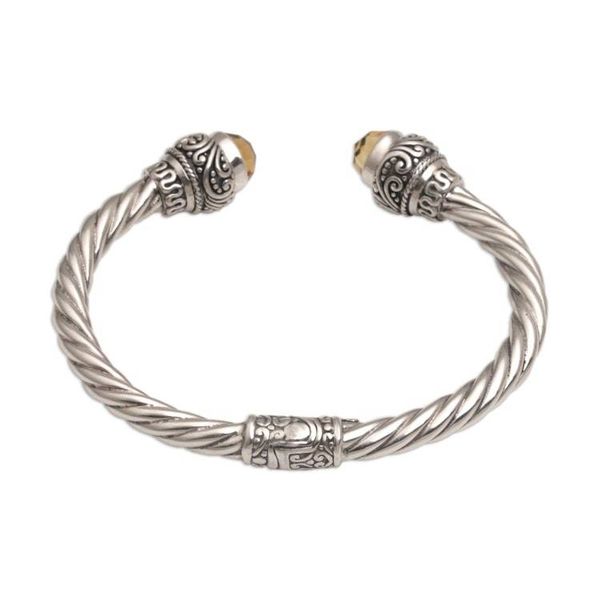 Alternate image for Faceted Citrine and Sterling Silver Cuff Bracelet form Bali Capture the Light
