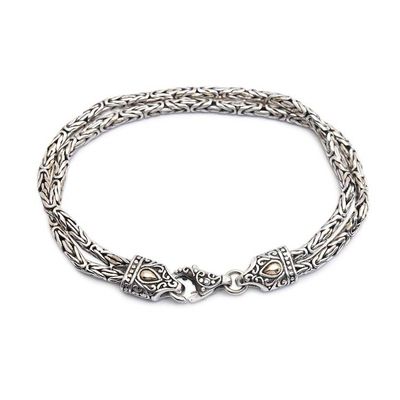 Alternate image for Gold-Accented Silver Strand Bracelet with Borobudur Chains Luxurious Textures