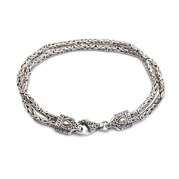 Alternate image for Gold-Accented Silver Strand Bracelet with Borobudur Chains Luxurious Textures