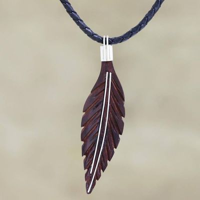 Primary image for Ebony Wood and Sterling Silver Pendant Necklace Silver Veins