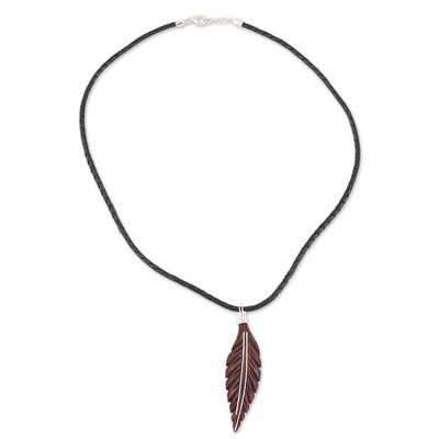 Alternate image for Ebony Wood and Sterling Silver Pendant Necklace Silver Veins