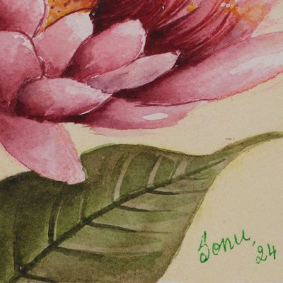 Alternate image for Inspirational Watercolor on Paper Painting with Pink Flowers Blush of Blooms