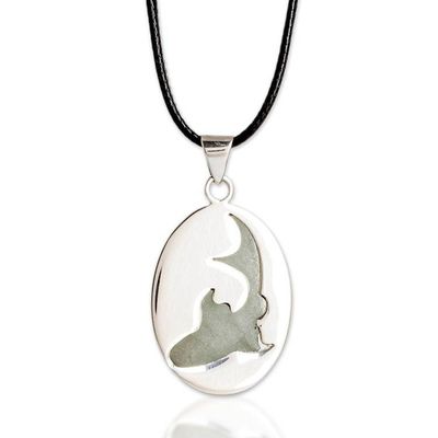 Alternate image for Light Green Jade Shark Pendant Necklace Made in Guatemala Spirited Force