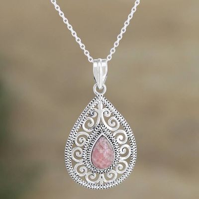 Alternate image for Ornate Rhodochrosite Pendant Necklace Paean