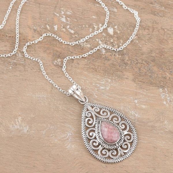 Alternate image for Ornate Rhodochrosite Pendant Necklace Paean