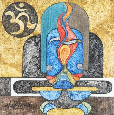 Primary image for Acrylic Painting on Canvas with Om Motif Jyoti Punj